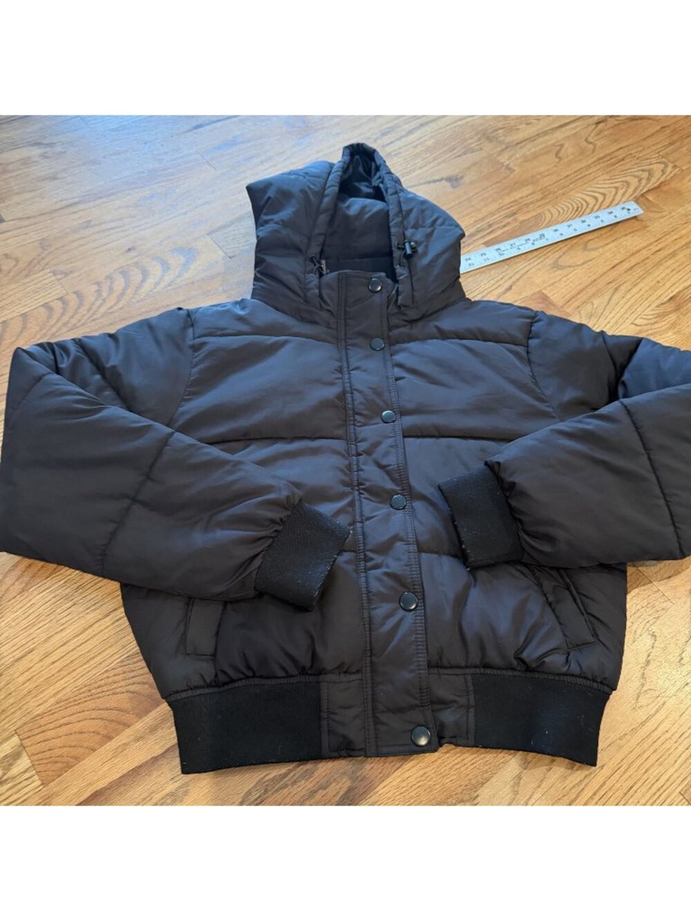 AEROPOSTALE WOMENS SMALL BLACK PUFFER JACKET HOODED